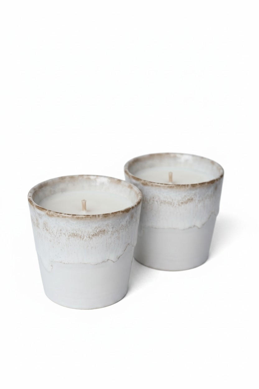 KERZE IM LUNGOBECHER - SET - Weiß, Basics, Naturmaterialien/Keramik (0,191l) - Costa Nova