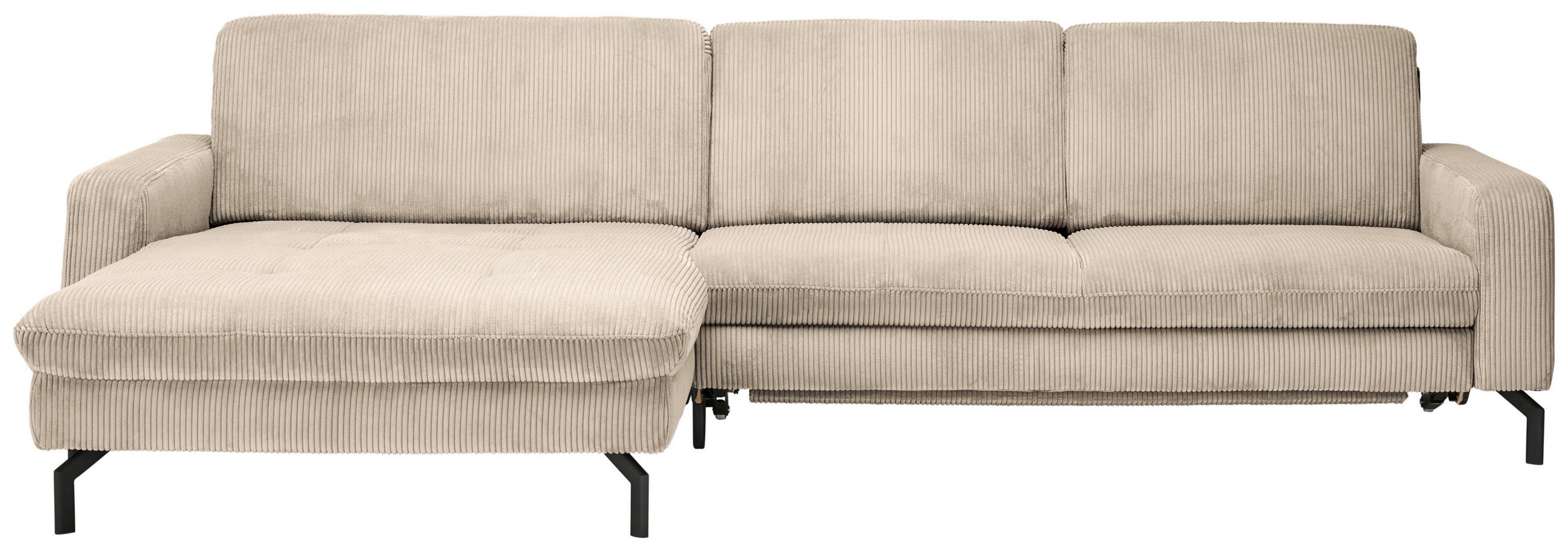 ECKSOFA Beige Cord  - Beige/Schwarz, Design, Textil/Metall (178/302cm) - Carryhome