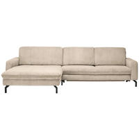 ECKSOFA in Cord Beige  - Beige/Schwarz, Design, Textil/Metall (178/302cm) - Beldomo Style