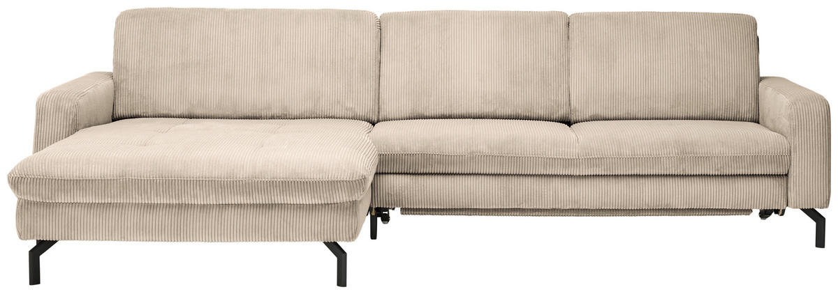 ECKSOFA in Cord Beige  - Beige/Schwarz, Design, Textil/Metall (178/302cm) - Beldomo Style
