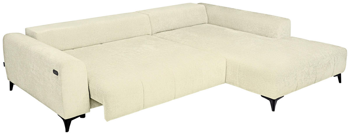 HÖRNSOFFA i chenille cremefärgad  - svart/cremefärgad, Klassisk, textil/plast (279/222cm) - MID.YOU