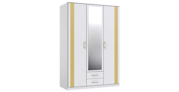 DREHTÜRENSCHRANK  in Weiß, Goldfarben  - Goldfarben/Weiß, Design, Glas/Holzwerkstoff (135/199/58cm) - Carryhome