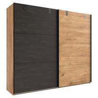 SCHWEBETÜRENSCHRANK in Graphitfarben, Eichefarben  - Eichefarben/Graphitfarben, Basics, Holzwerkstoff/Metall (300cm) - MID.YOU