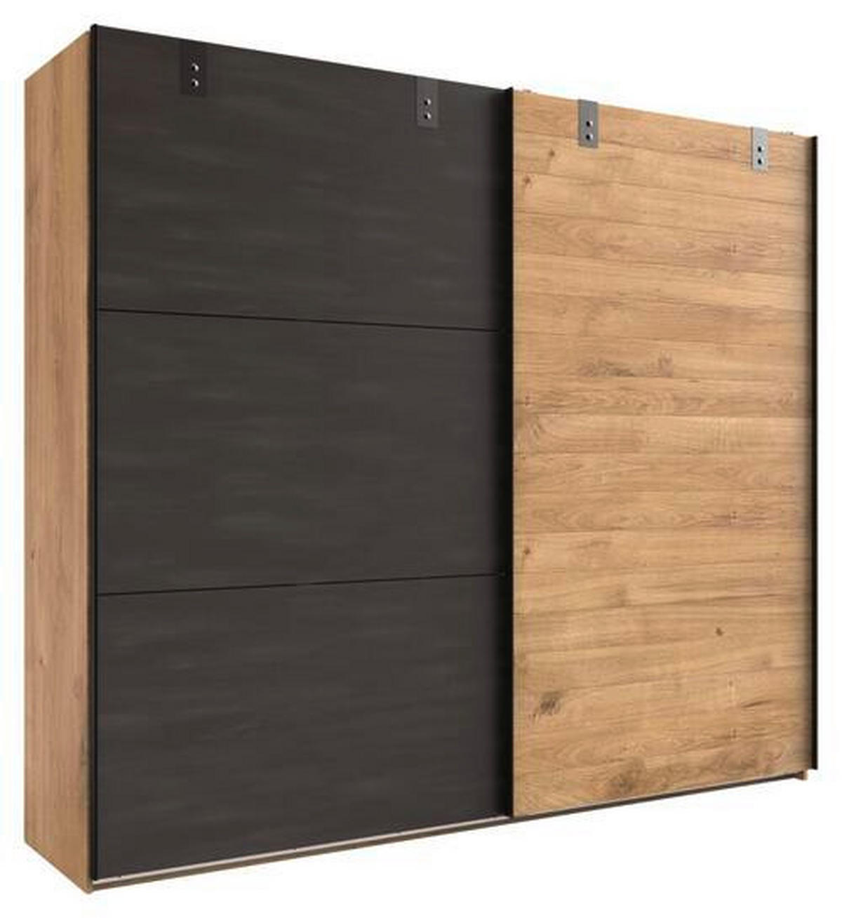 SCHWEBETÜRENSCHRANK in Graphitfarben, Eichefarben  - Eichefarben/Graphitfarben, Basics, Holzwerkstoff/Metall (300cm) - MID.YOU