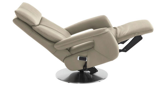 RELAXSESSEL in Leder Creme - Edelstahlfarben/Creme, Design, Leder/Metall (78/112/85cm) - Cantus