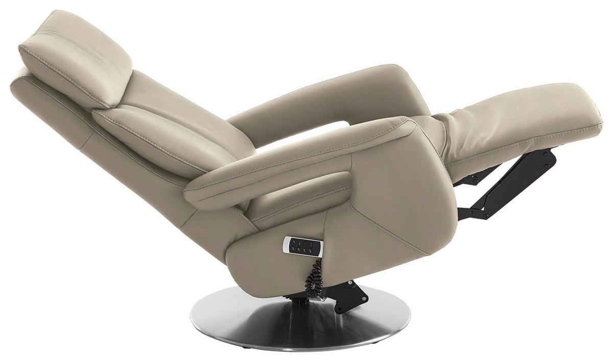 RELAXSESSEL in Leder Creme  - Edelstahlfarben/Creme, Design, Leder/Metall (78/112/85cm) - Cantus