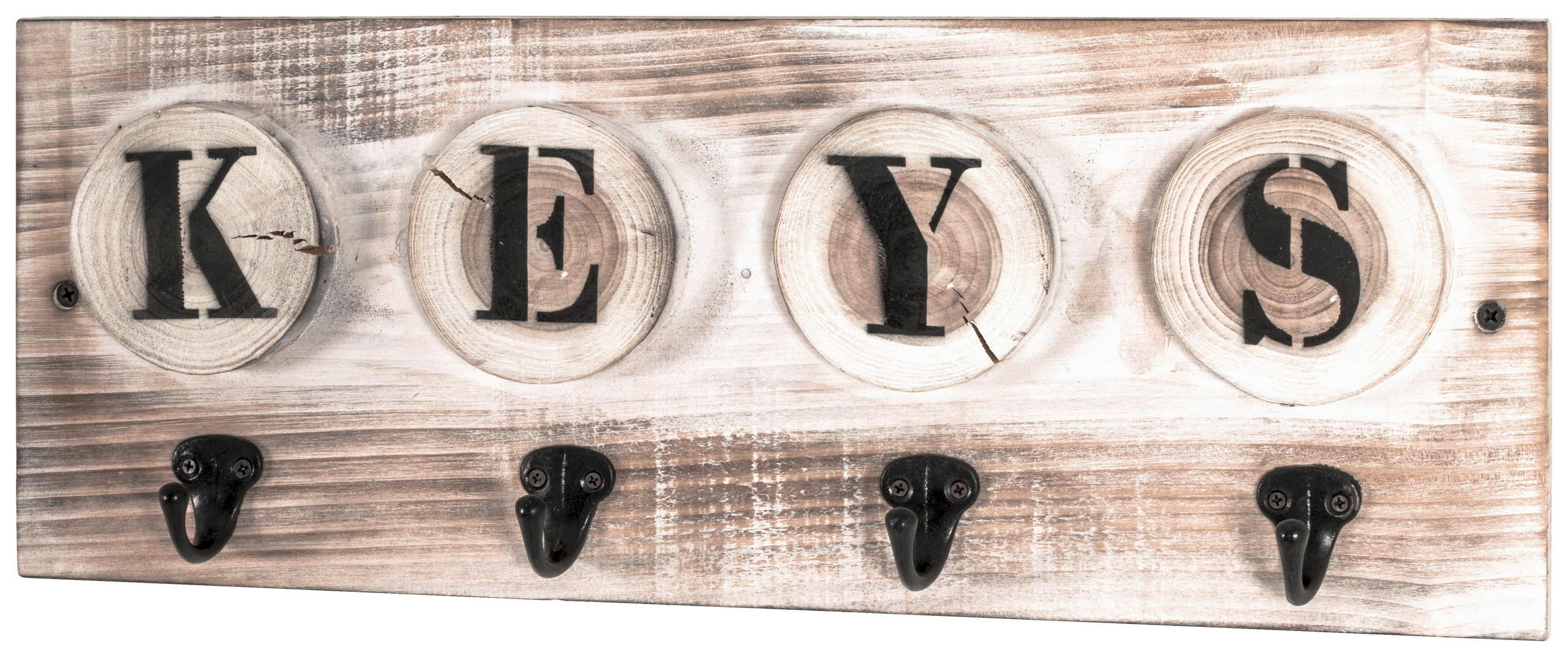 XXXLutz Schlüsselboard Schwarz, Weiß, Hellbraun 48x18x6 cm