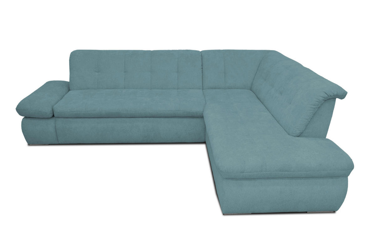 Ecksofa Petrol Mikrofaser  - Chromfarben/Petrol, KONVENTIONELL, Textil/Metall (273/216cm) - MID.YOU