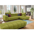 ECKSOFA in Chenille Hellgrün  301/207 cm  - Chromfarben/Hellgrün, Design, Textil (301/207cm) - Xora