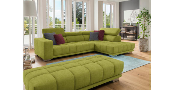 ECKSOFA in Chenille Hellgrün  301/207 cm  - Chromfarben/Hellgrün, Design, Textil (301/207cm) - Xora