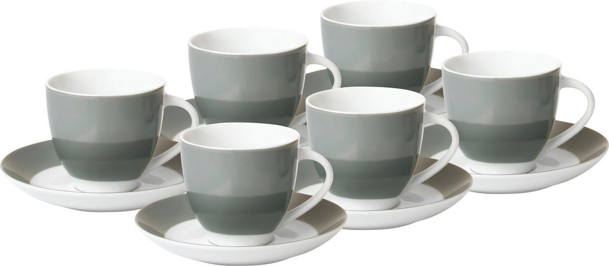 UNTERTASSENSET VARIO    - Weiß/Grau, Basics, Keramik (15,5cm) - Van Well