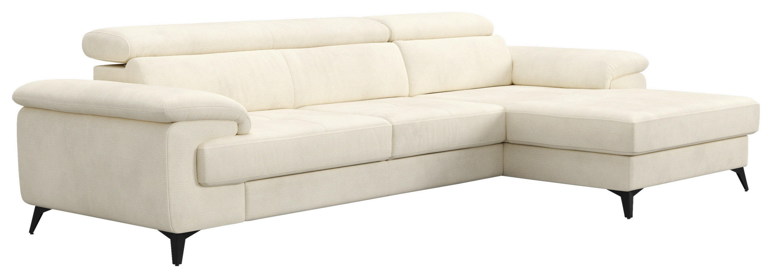 SAROKGARNITÚRA textil krémszínű  - krémszínű/fekete, Basics, textil/fém (300/169cm) - Welnova