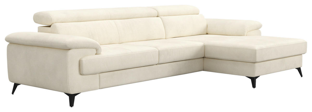 SAROKGARNITÚRA textil krémszínű  - krémszínű/fekete, Basics, textil/fém (300/169cm) - Welnova