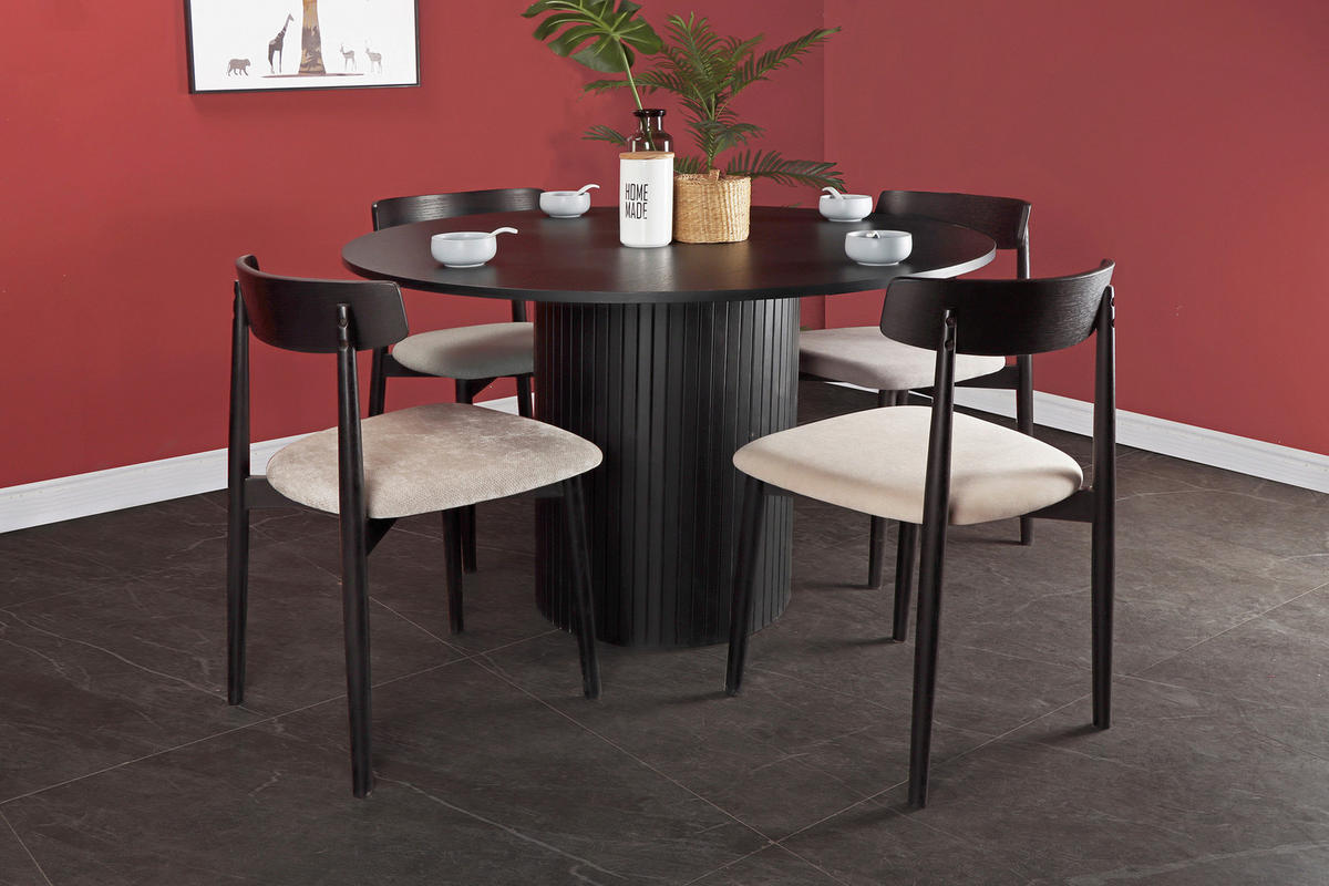 ESSTISCH in Metall, Holzwerkstoff 120/120/75 cm  - Schwarz, Design, Holzwerkstoff/Metall (120/120/75cm) - Livetastic