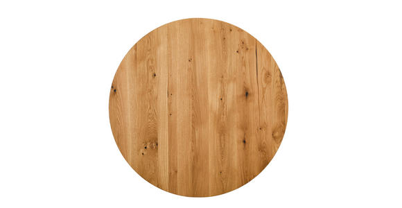 ESSTISCH 110/110/75 cm Echtholz  Holz rund Eichefarben  - Eichefarben/Schwarz, Design, Holz/Metall (110/110/75cm) - Linea Natura