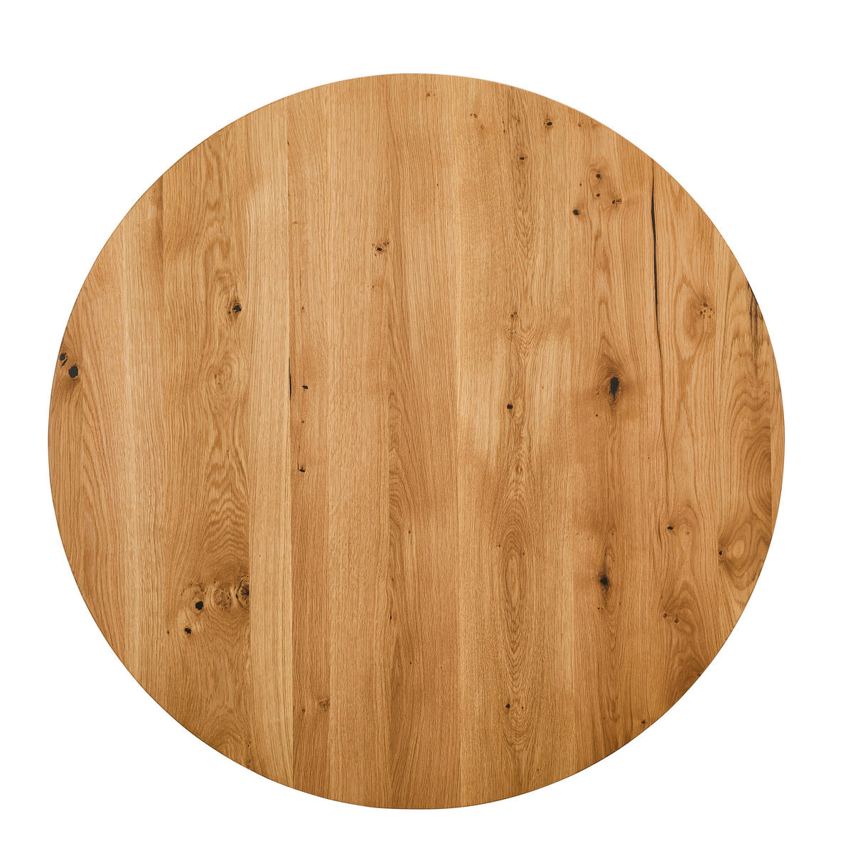 ESSTISCH 110/110/75 cm Echtholz  Holz rund Eichefarben  - Eichefarben/Schwarz, Design, Holz/Metall (110/110/75cm) - Linea Natura