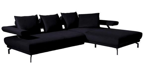 ECKSOFA in Mikrofaser Schwarz  - Schwarz, Design, Textil/Metall (305/224cm) - Dieter Knoll