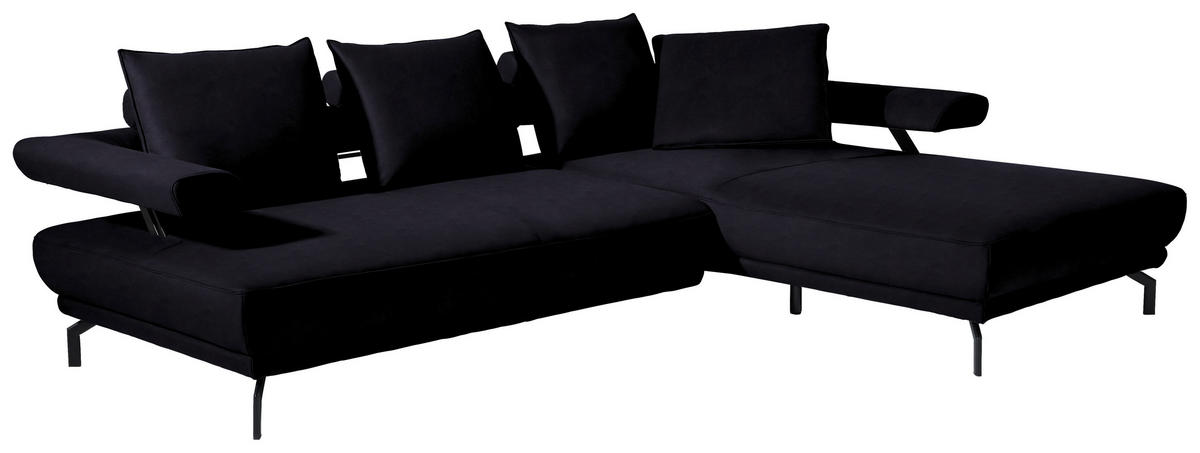 ECKSOFA in Mikrofaser Schwarz  305/224 cm  - Schwarz, Design, Textil/Metall (305/224cm) - Dieter Knoll