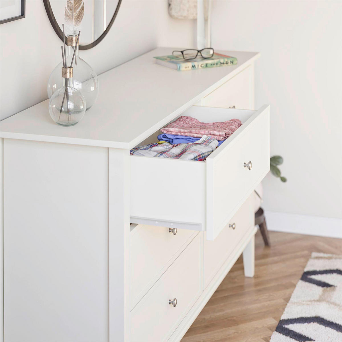 KOMMODE Franklin  in 141/85/41 cm  - Silberfarben/Weiß, Design, Holzwerkstoff/Metall (141/85/41cm) - MID.YOU