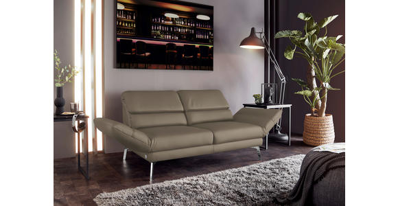 2-SITZER-SOFA Taupe Echtleder  - Taupe/Chromfarben, Design, Leder/Metall (172-226/83/96cm) - Dieter Knoll