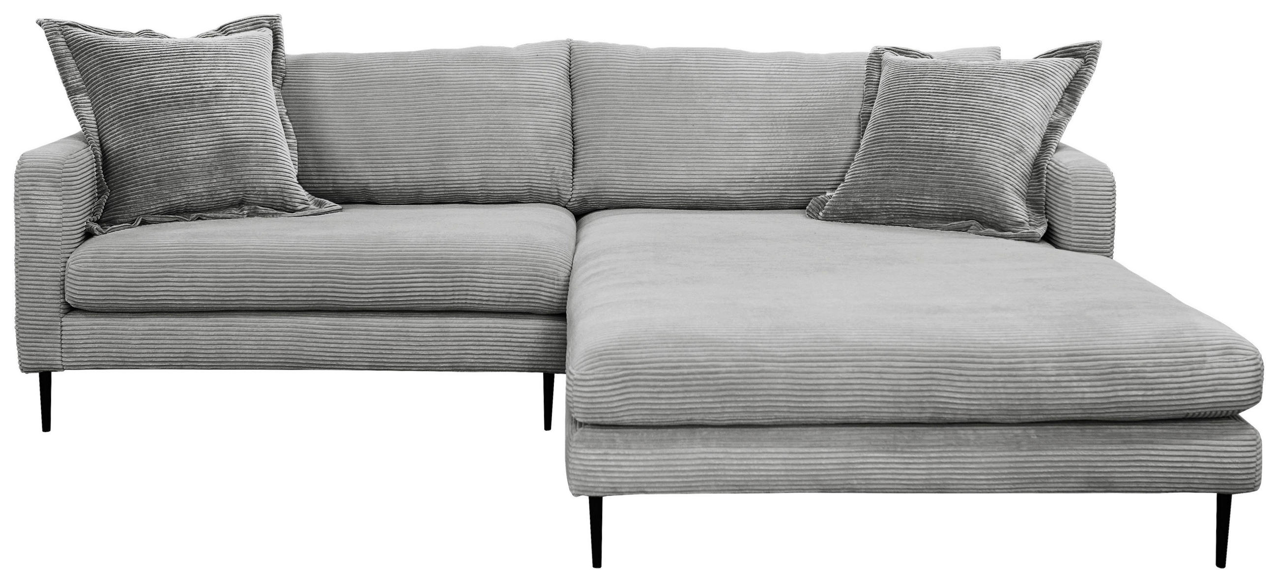 ECKSOFA JOKER Grau Cord  - Schwarz/Grau, Design, Textil/Metall (268/193cm) - P & B