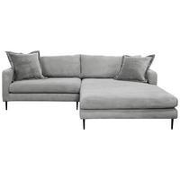 ECKSOFA in Cord Grau  268/193 cm  - Schwarz/Grau, Design, Textil/Metall (268/193cm) - P & B