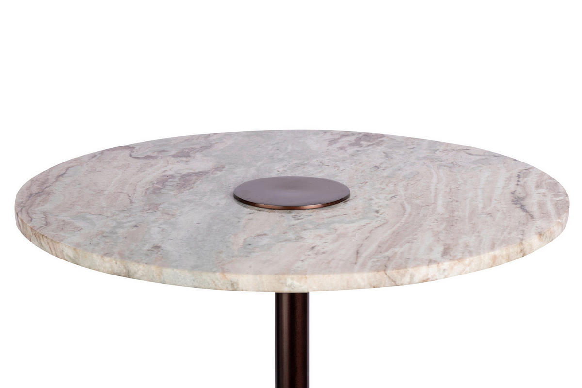 ODKLÁDACÍ STOLEK, hnědá - hnědá, Design, kov/kámen (47/47cm) - MID.YOU