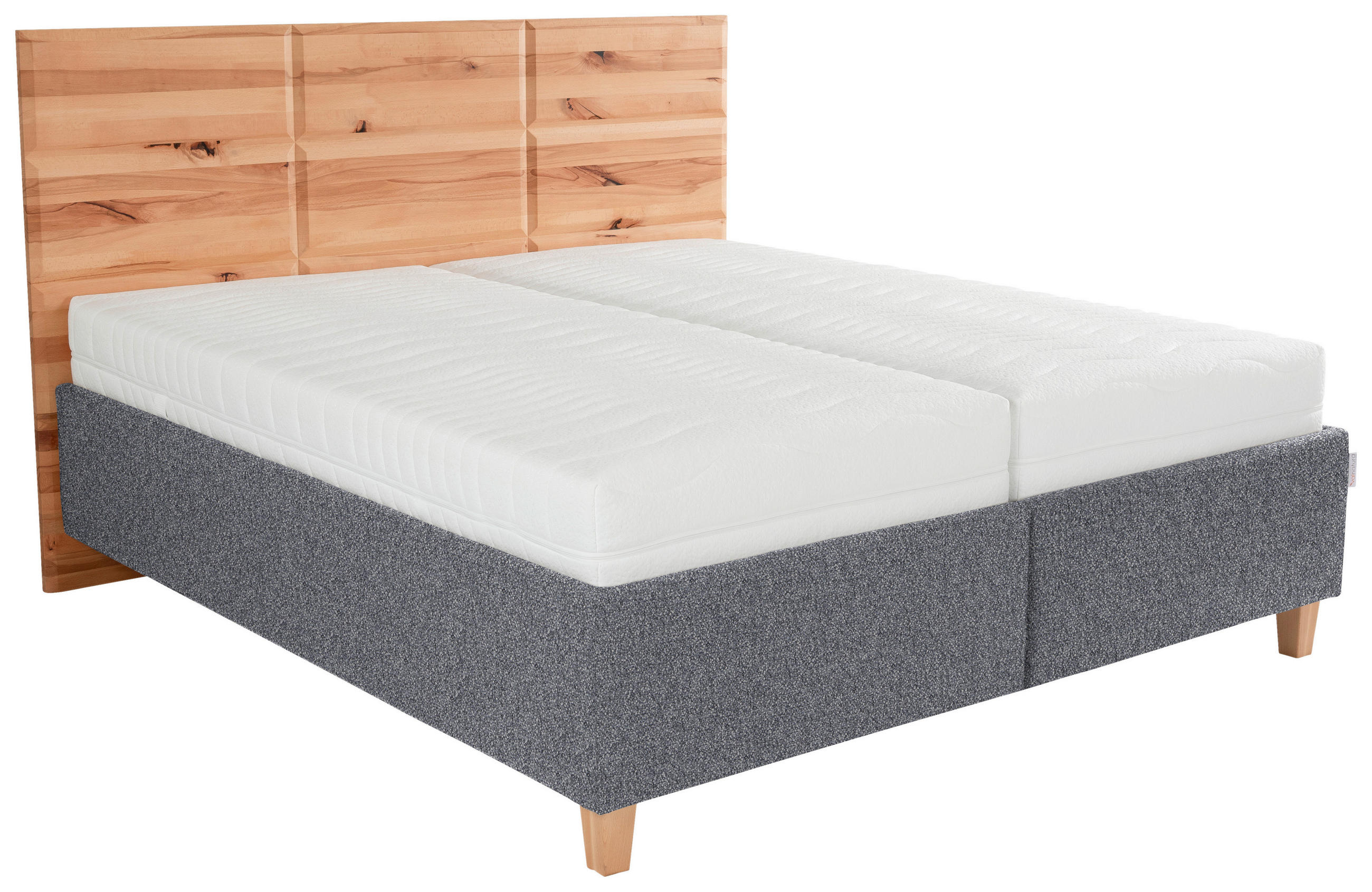 POLSTERBETT 180/200 cm  in Grau, Buchefarben  - Weiss/Buchefarben, Design, Holz/Textil (180/200cm) - Valnatura