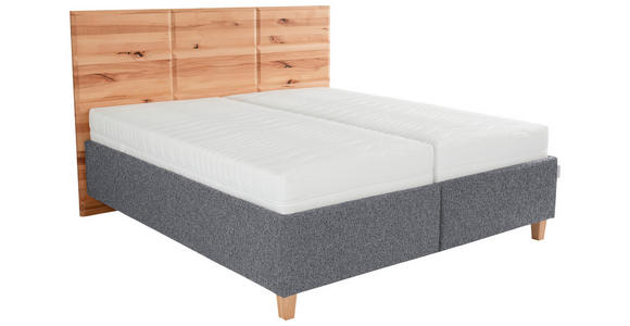 POLSTERBETT Matratze, Lattenrost, Bettkasten Grau, Buchefarben 160/200 cm - Buchefarben/Weiß, Design, Holz/Textil (160/200cm) - Valnatura