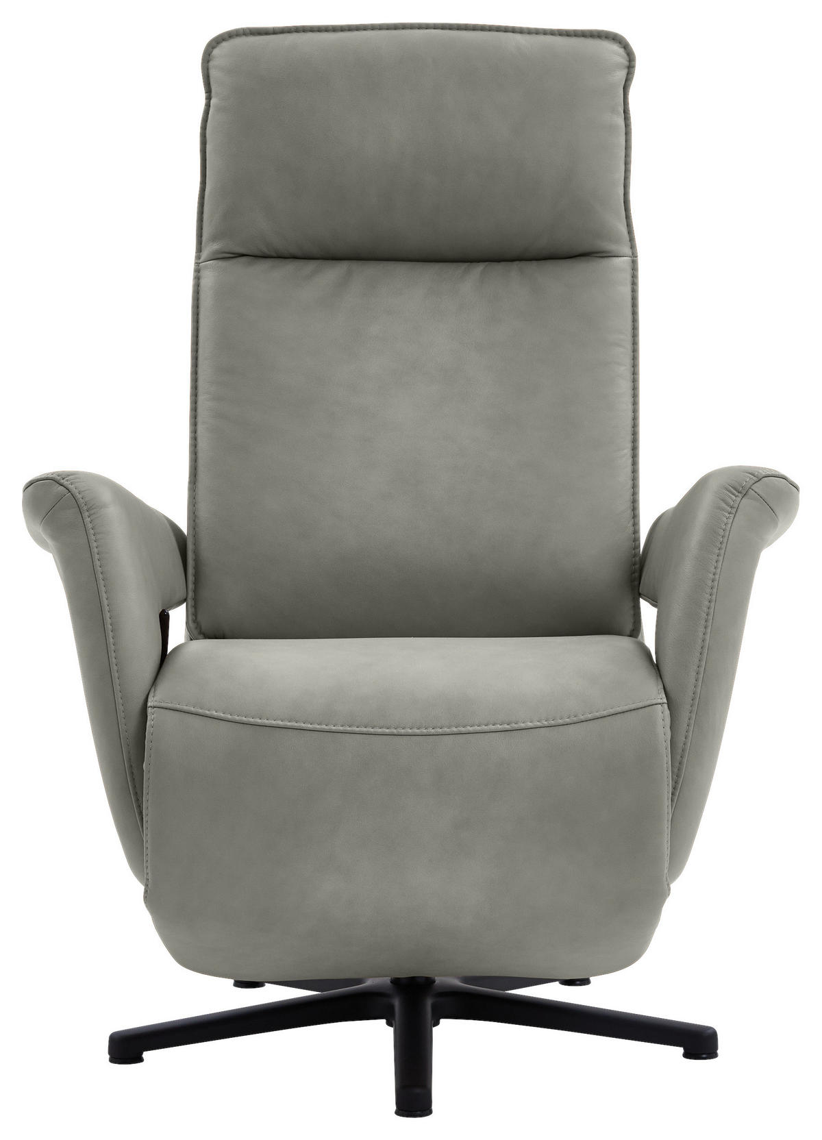 RELAXSESSEL in Leder Grau  - Schwarz/Grau, Design, Leder/Metall (83/112/87-174cm) - Valdera
