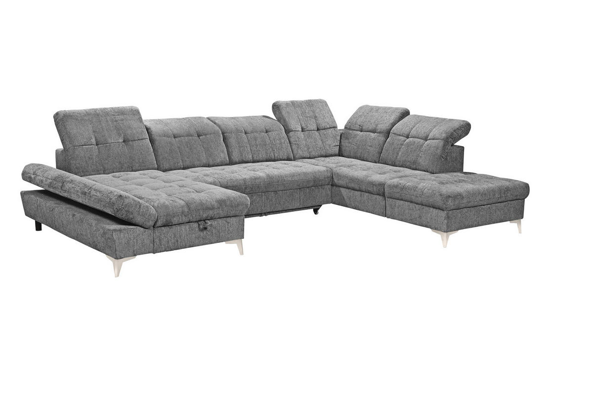 WOHNLANDSCHAFT MERCY Grau Mikrovelours  - Kaschmir/Grau, MODERN, Kunststoff/Textil (169/348/245cm) - MID.YOU