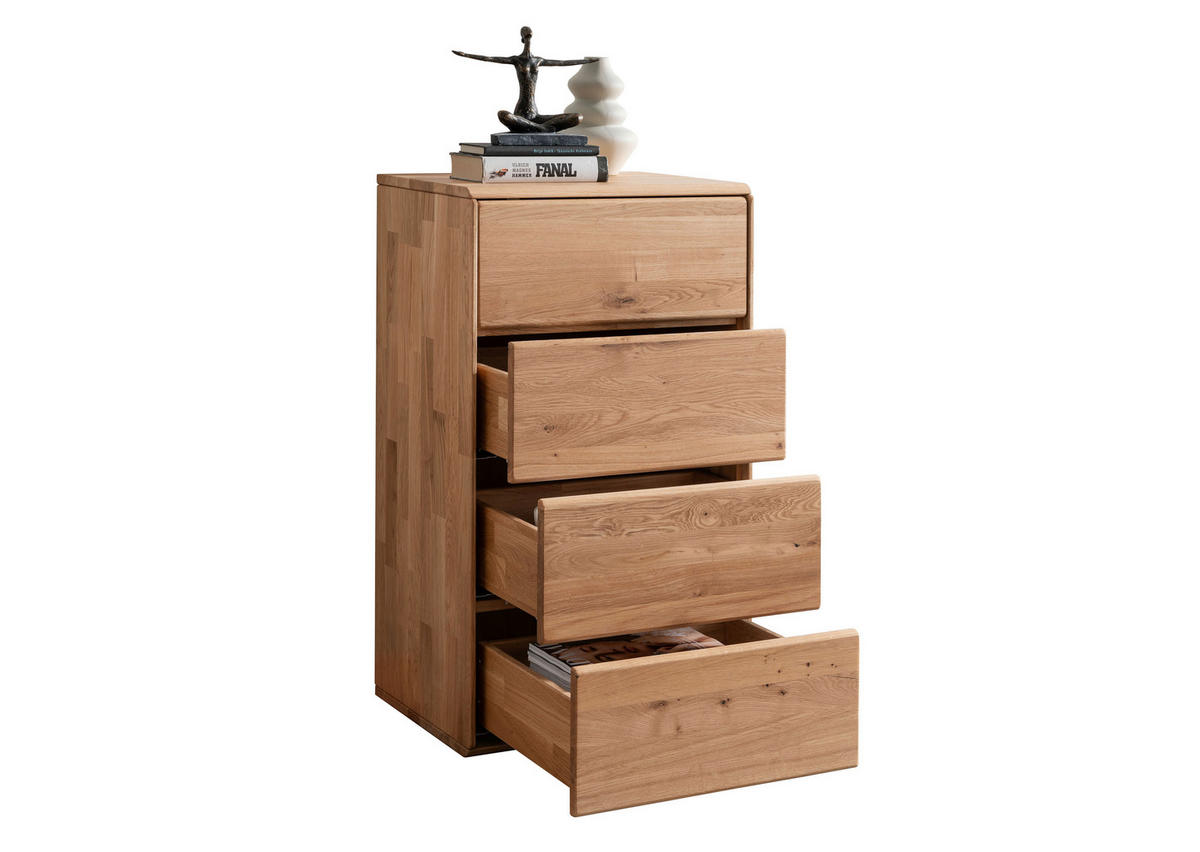 KOMMODE , 51/91/40 cm, 4 Schublade(n)  - Wildeiche, Design, Holz (51/91/40cm) - Livetastic