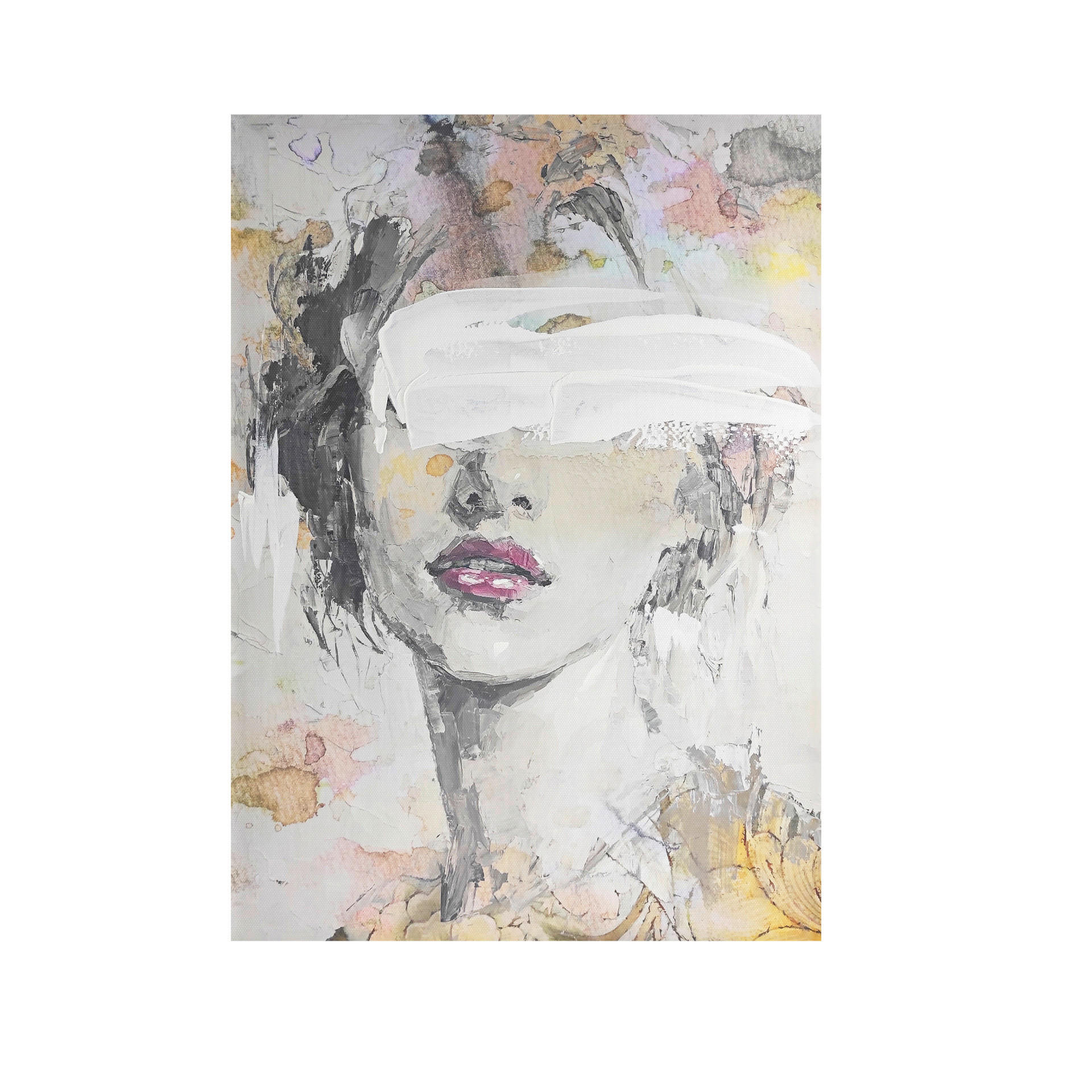 ÖLGEMÄLDE Frauen 70/100 cm  - Beige/Weiß, LIFESTYLE, Holzwerkstoff/Textil (70/100cm) - Monee