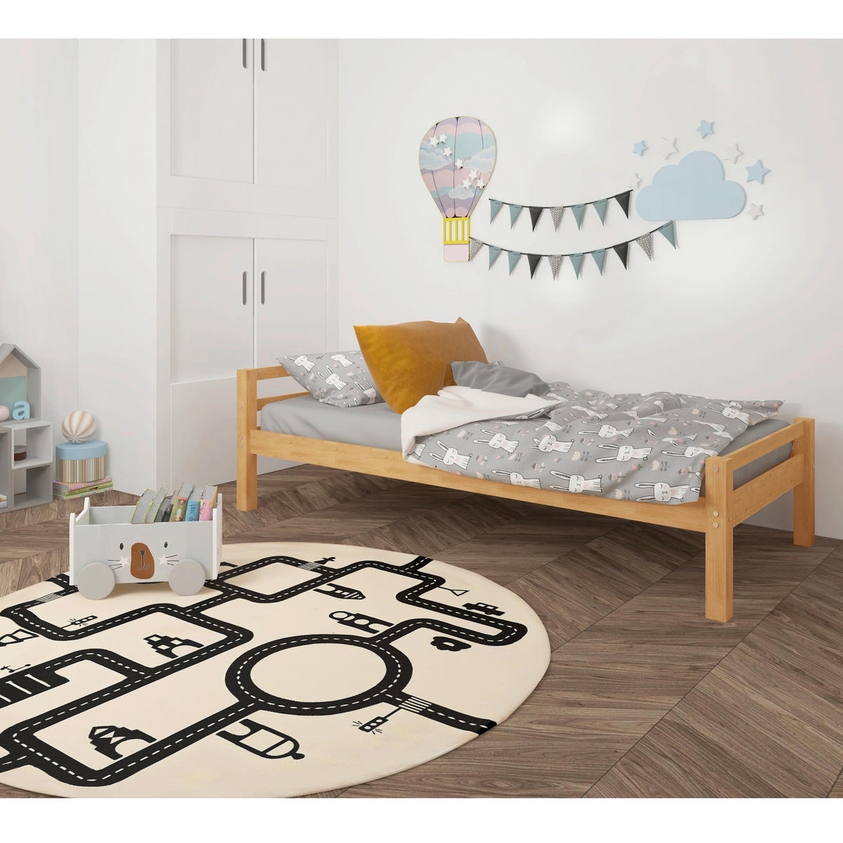 BETT 90/200 cm  in Naturfarben, Kieferfarben  - Naturfarben/Kieferfarben, Design, Holz (90/200cm) - MID.YOU