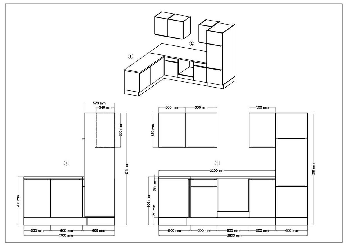 ECKKÜCHE 280/170 cm  in Eiche Artisan, Weiß Hochglanz  - Weiß Hochglanz/Alufarben, LIFESTYLE, Holzwerkstoff/Kunststoff (280/170cm) - Respekta