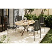 GARTENTISCH Holz, Metall oval  - Edelstahlfarben/Naturfarben, MODERN, Holz/Metall (200/75/120cm) - Ambia Garden