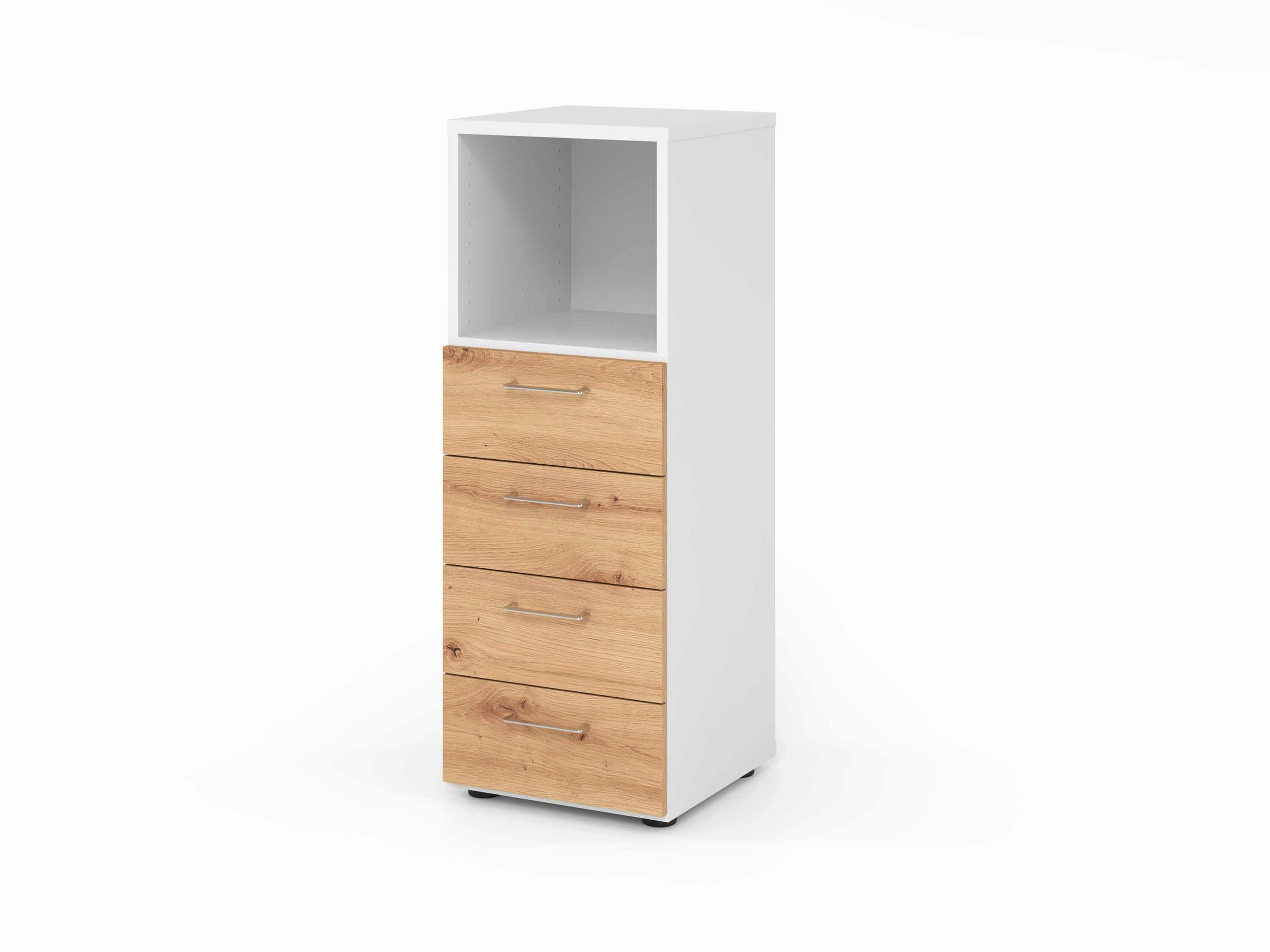 AKTENSCHRANK Weiß, Eiche dunkel  - Eiche dunkel/Weiß, Basics, Holzwerkstoff (40/110/41,7cm) - Venda