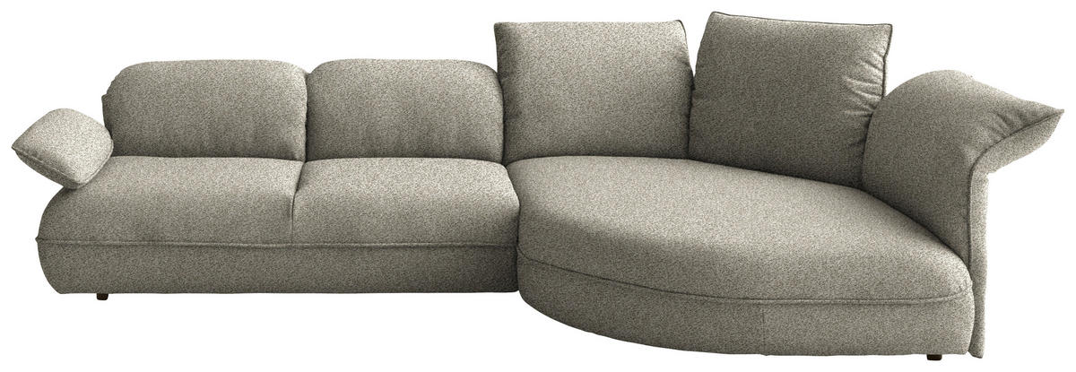 ECKSOFA  in Chenille Greige  343/154 cm  - Greige/Schwarz, Design, Kunststoff/Textil (343/154cm) - Koinor