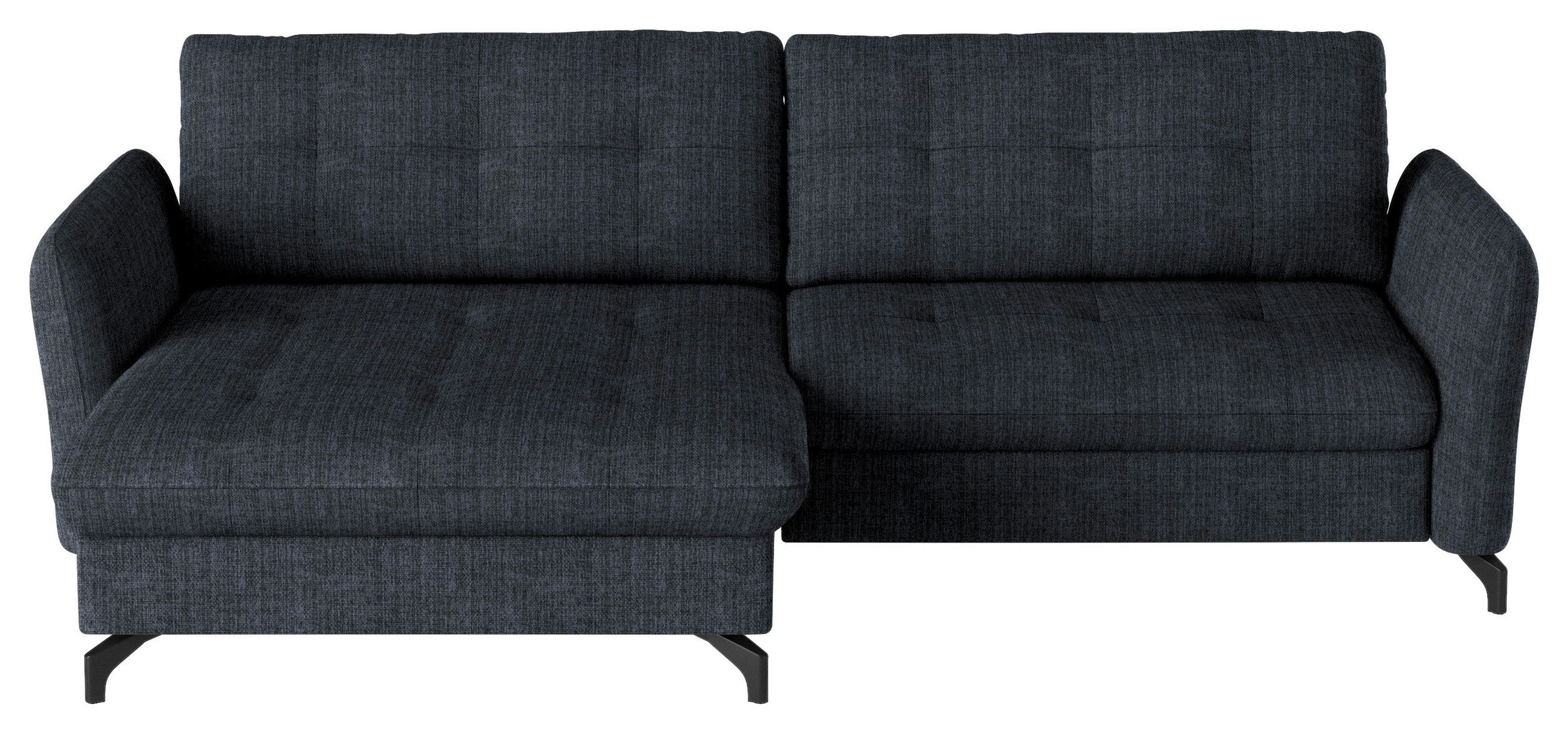 ECKSOFA in Flachgewebe, Leinenoptik Dunkelblau  - Schwarz/Dunkelblau, Design, Textil/Metall (170/242cm) - Xora