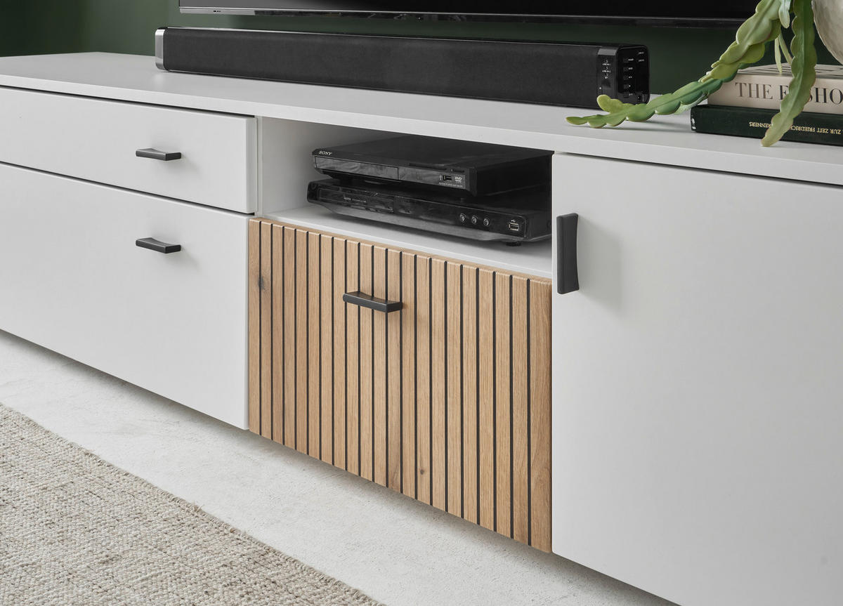 LOWBOARD  in 200/44/42 cm  - Eichefarben/Schwarz, Design, Holzwerkstoff/Kunststoff (200/44/42cm) - MID.YOU