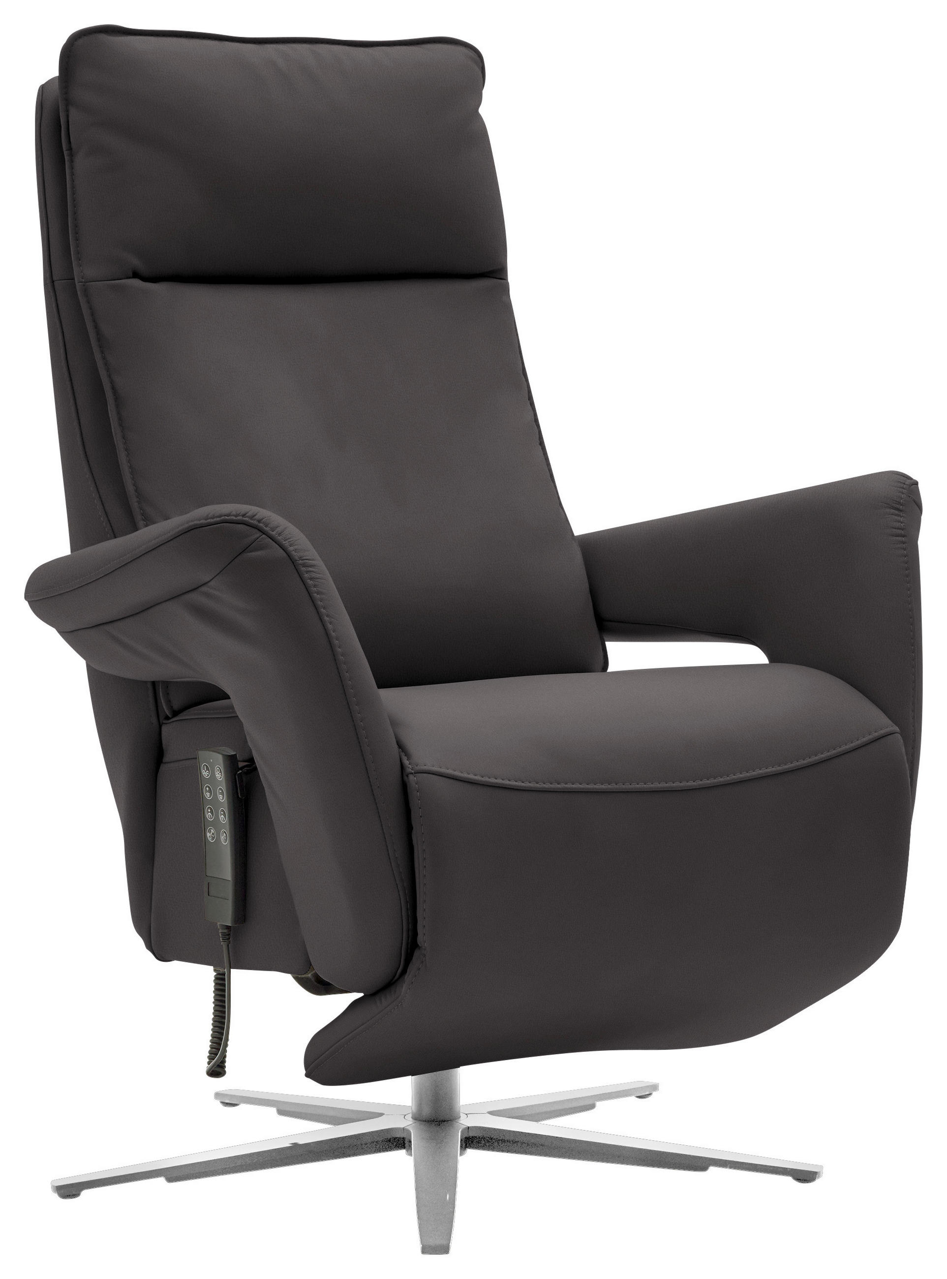 RELAXSESSEL in Leder Dunkelbraun  - Edelstahlfarben/Dunkelbraun, Design, Leder/Metall (79-83/116/87-176cm) - Valdera