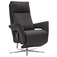 RELAXSESSEL in Leder Dunkelbraun  - Edelstahlfarben/Dunkelbraun, Design, Leder/Metall (79-83/116/87-176cm) - Valdera
