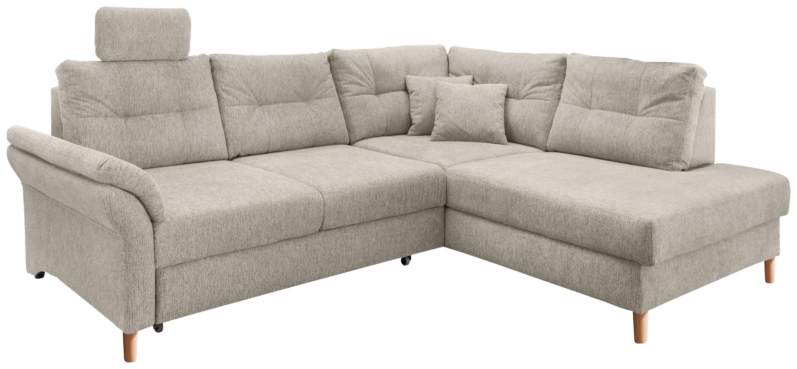 ECKSOFA in Chenille Beige  - Beige/Naturfarben, Modern, Holz/Textil (264/206cm) - Livetastic