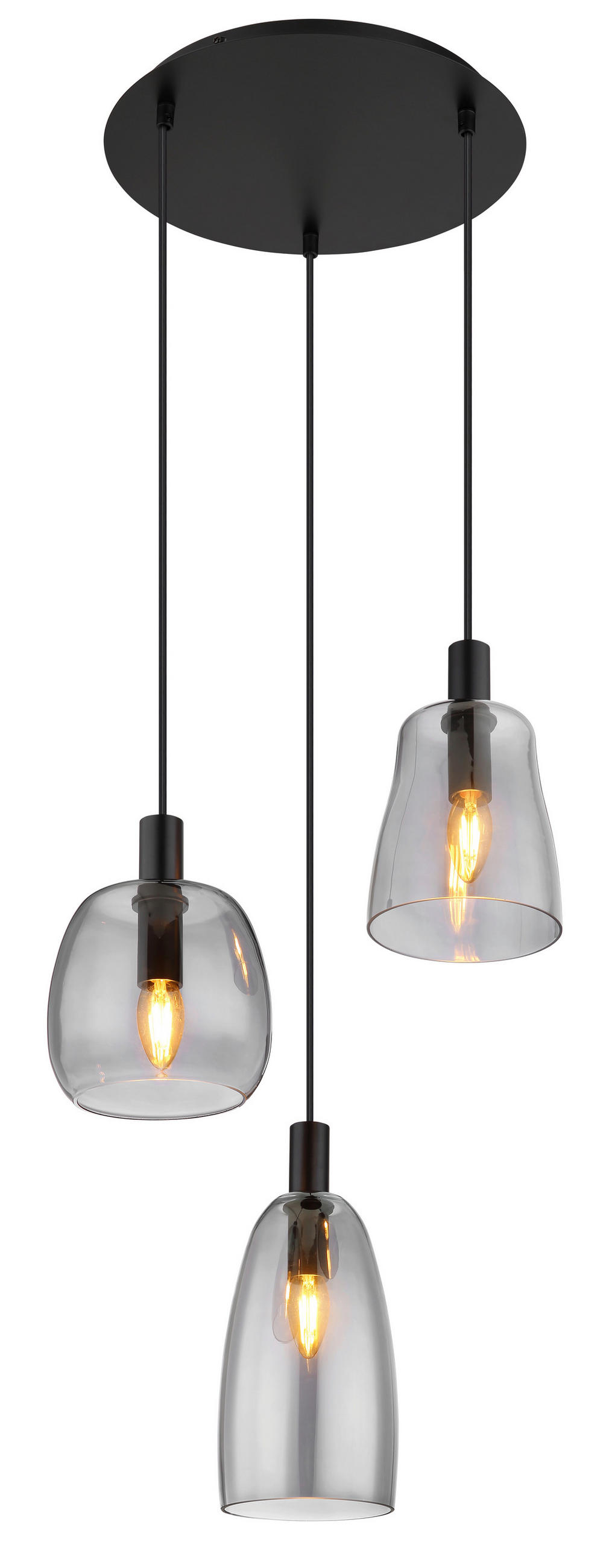 HÄNGELEUCHTE 43/150 cm  - Schwarz, Design, Glas/Metall (43/150cm) - Globo