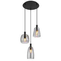 HÄNGELEUCHTE 43/150 cm    - Schwarz, Design, Glas/Metall (43/150cm) - Globo