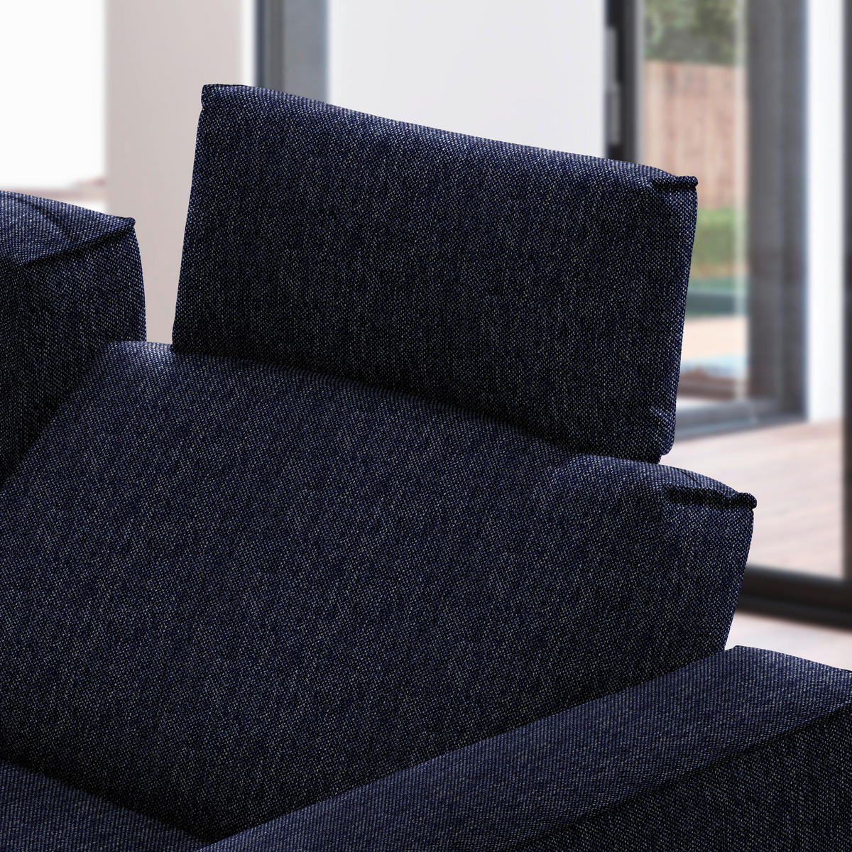 ECKSOFA  in Flachgewebe Dunkelblau  210/260 cm  - Schwarz/Dunkelblau, Design, Textil/Metall (210/260cm) - Johann Jakob