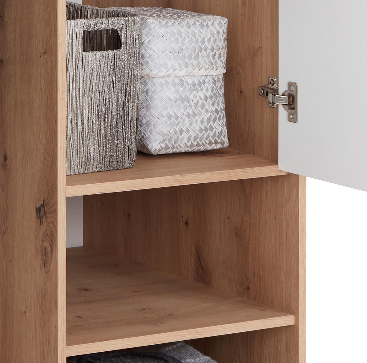 KLEIDERSCHRANK 98/205/55 cm 2-türig Weiß, Eiche Artisan  - Alufarben/Weiß, MODERN, Holzwerkstoff/Kunststoff (98/205/55cm) - Ondega