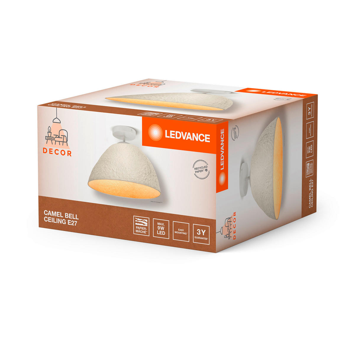 DECKENLEUCHTE 37,5/28,8 cm   - KONVENTIONELL, Papier/Metall (37,5/28,8cm) - Ledvance
