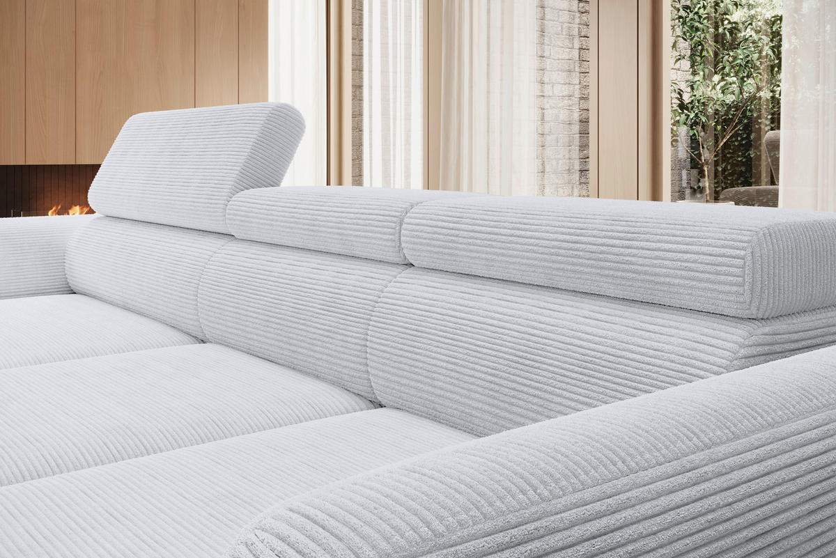 ECKSOFA in Cord Grau  - Schwarz/Grau, Konventionell, Textil/Metall (174/277cm) - Carryhome