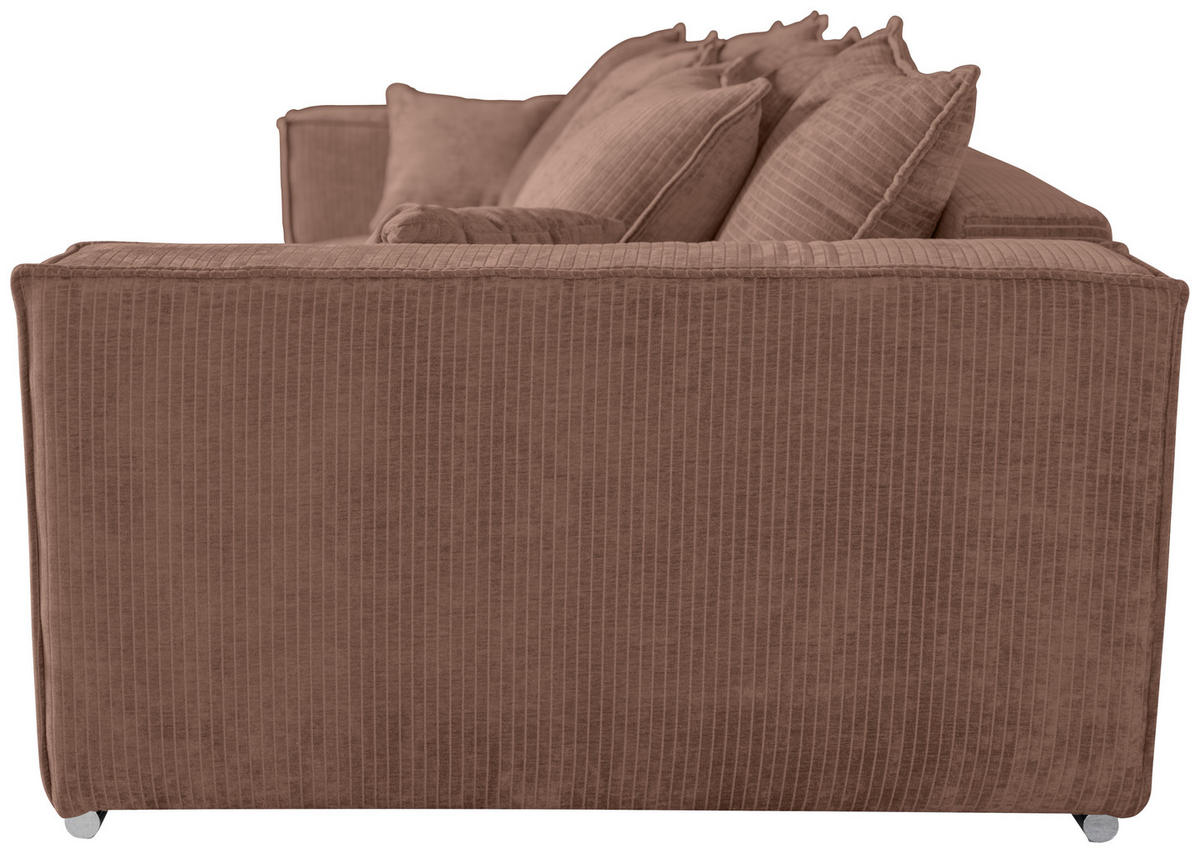 BIGSOFA Flachgewebe Altrosa  - Chromfarben/Altrosa, KONVENTIONELL, Textil/Metall (256/68/122cm) - Carryhome